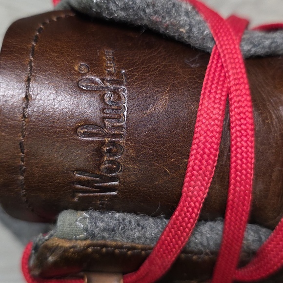 Woolrich Rockies Brown Full Grain Leather Grey Wool Hiking Boots Womens Size 9 - Picture 4 of 12